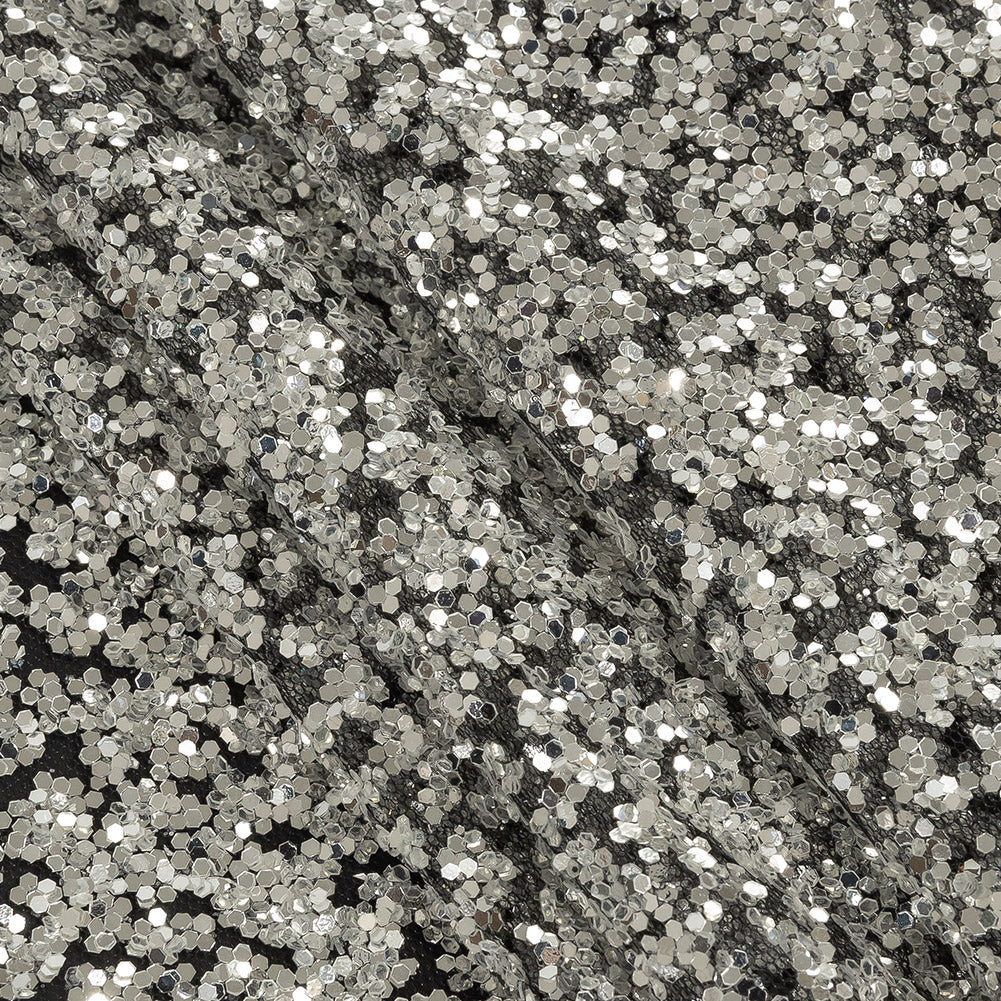 Tulle with Glitter Clusters - Black with Platinum - Eminence Collection - Joann Fabrics