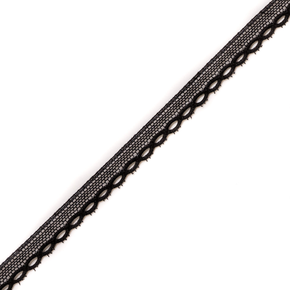European Black Eyelet Crochet Trimming - 0.5
