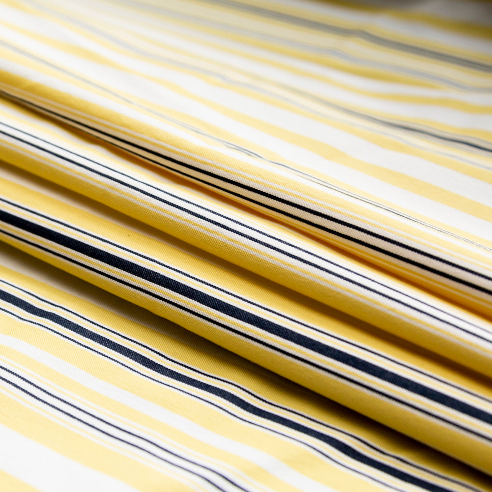 Yellow, Navy and White Striped Polyester Twill - Joann Fabrics