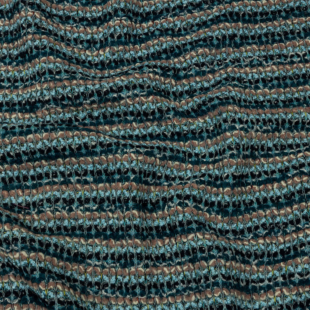 Baby Blue, Pinkish Beige and Navy Boucle Stripes Chunky Wool Blend Sweater Knit - Joann Fabrics