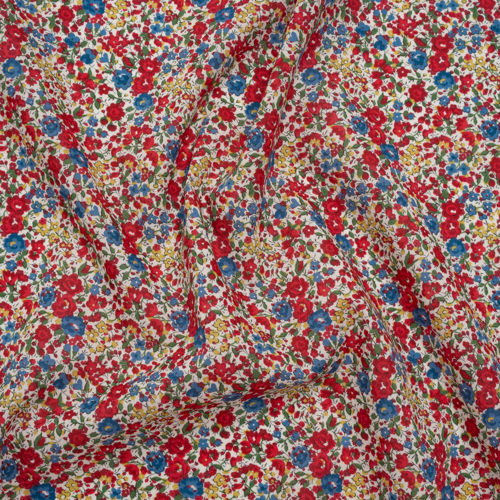 Liberty Fabrics Tana Lawn® - Emma and Georgina Red, Blue and Yellow Floral - Joann Fabrics