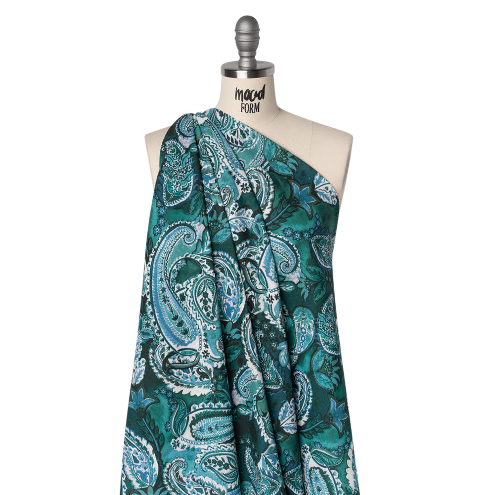 Linen and Rayon Woven - Blue, Green and Teal Paisley - Mood Exclusive Drifting Dream Print - Joann Fabrics