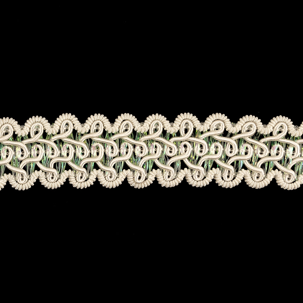 Ivory and Iridescent Gimp Braided Trim - 0.875