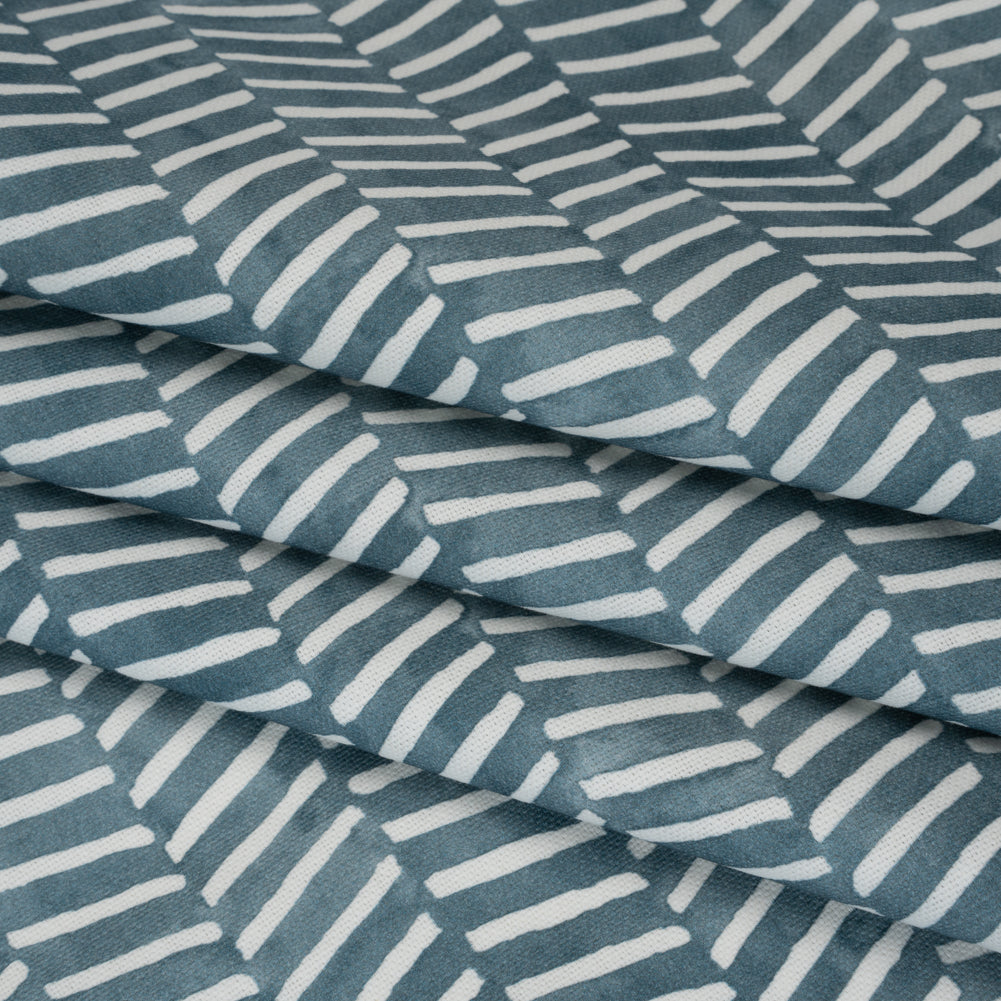 Brushed Cotton and Linen Canvas Print - Denim Painted Herringbone - British Imported - Joann Fabrics