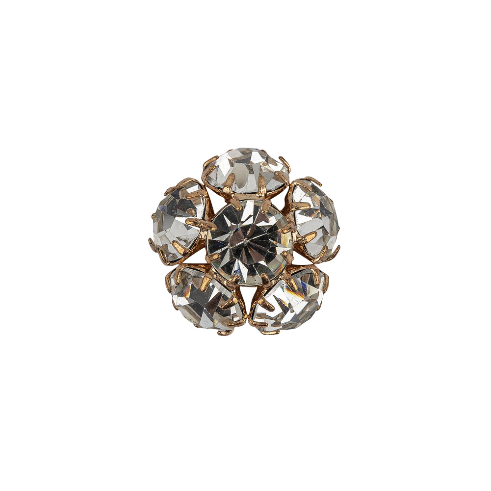 Vintage Swarovski Crystal Rhinestones and Gold Metal Floral Shank Back Button - 25L/16mm - Joann Fabrics