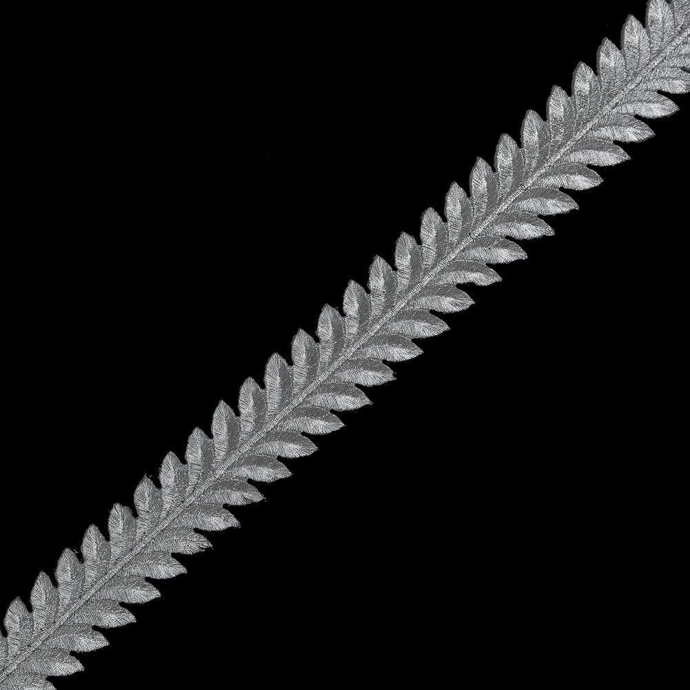 Metallic Silver Iron-on Leaf Trim - 1.25