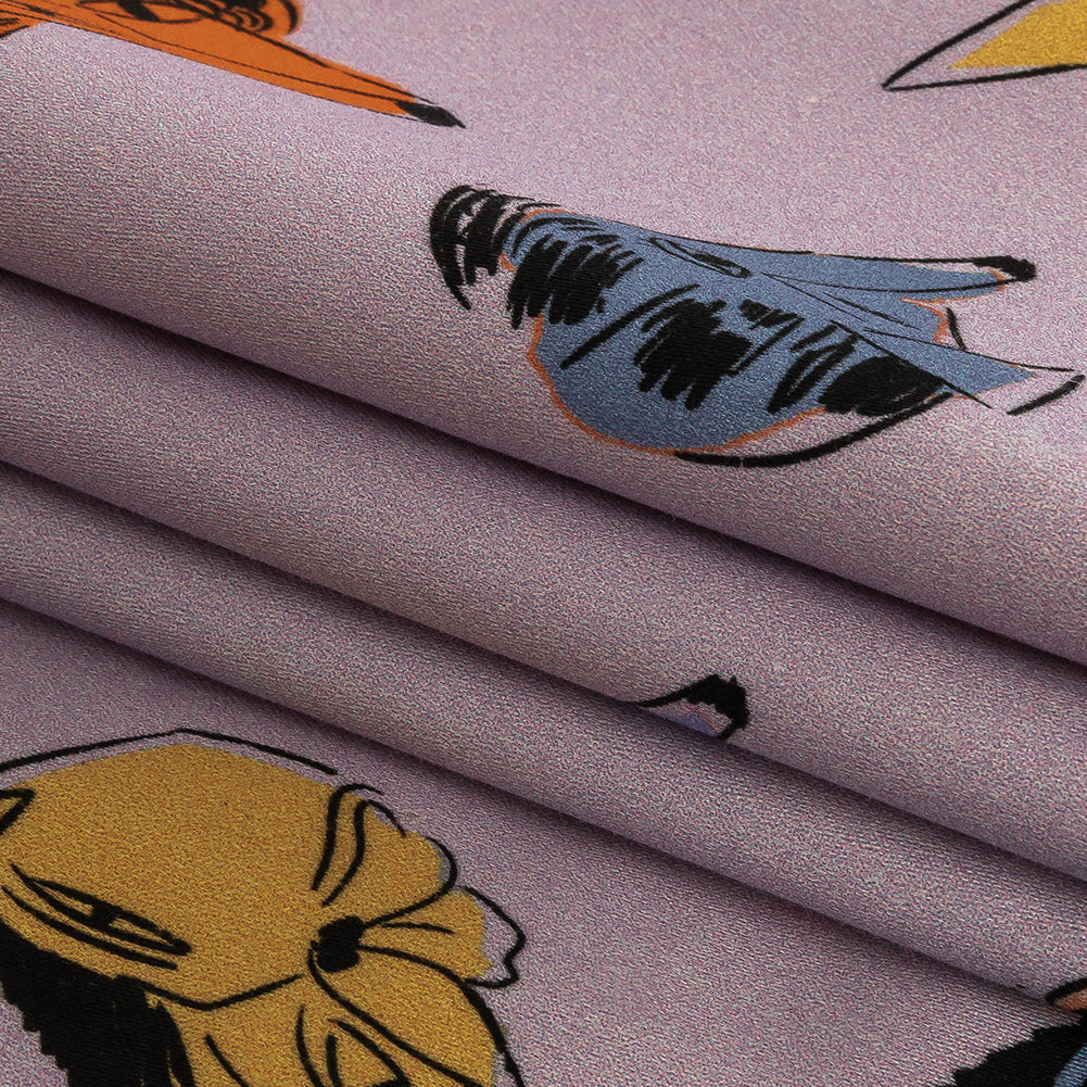Stretch Cotton Sateen - Lilac and Rainbow Dog Doodles - TREATS Print - Mood Exclusive Sugar Collection - Joann Fabrics