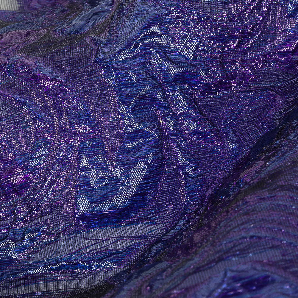 Mood Exclusive Metallic Purple and Navy Swirls Sheer Organza Luxury Brocade - Joann Fabrics