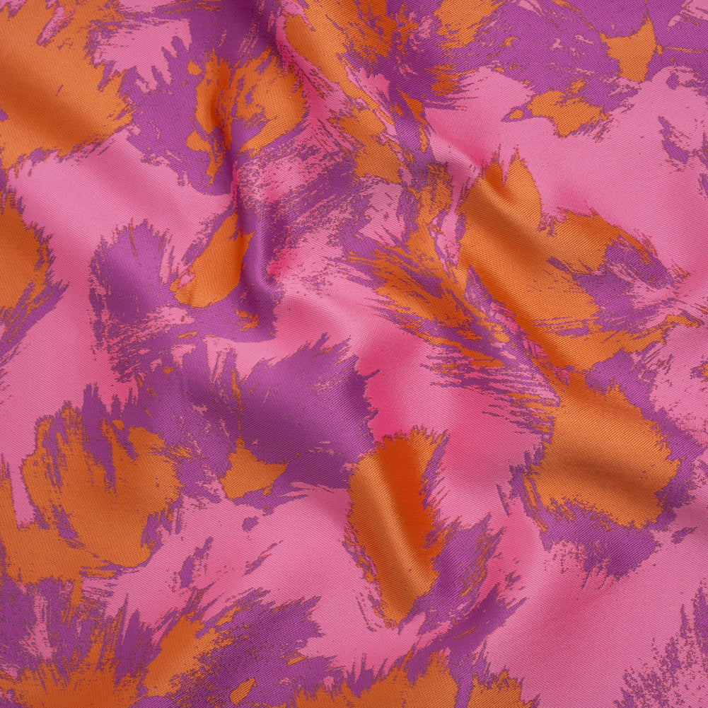 Luxury Polyester Brocade - Orange, Pink and Orchid Purple Abstract Brushstrokes - Joann Fabrics