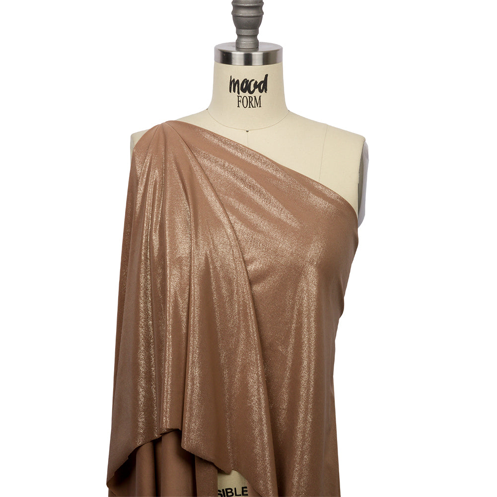 Foiled ITY Interlock Knit - Camel and Gold - Gaby Collection - Joann Fabrics