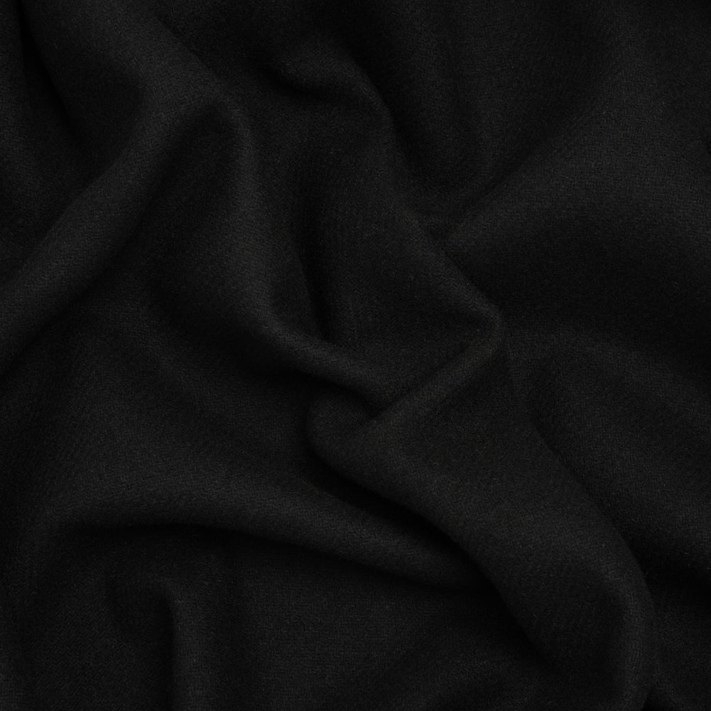 Recycled Brushed Wool Blend Twill Coating - Black - Made in Italy - Maeve Collection - Joann Fabrics