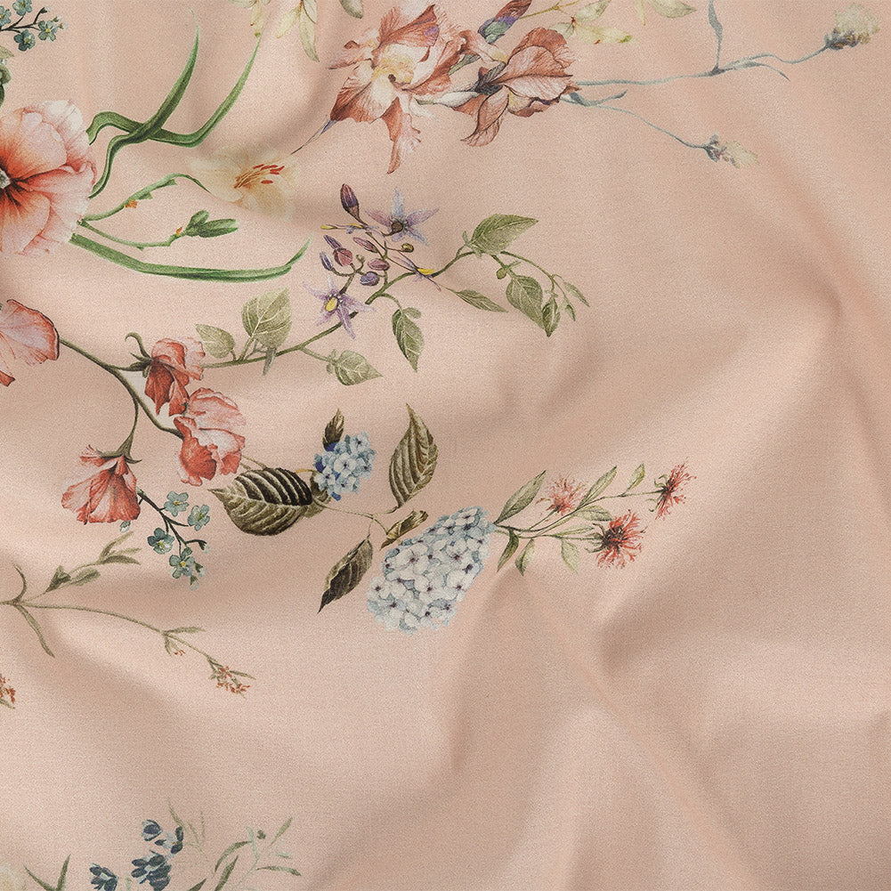 Cotton Voile - Pink Floral Border - La Marche des Fleurs Print - Mood Exclusive Jacques Collection - Joann Fabrics