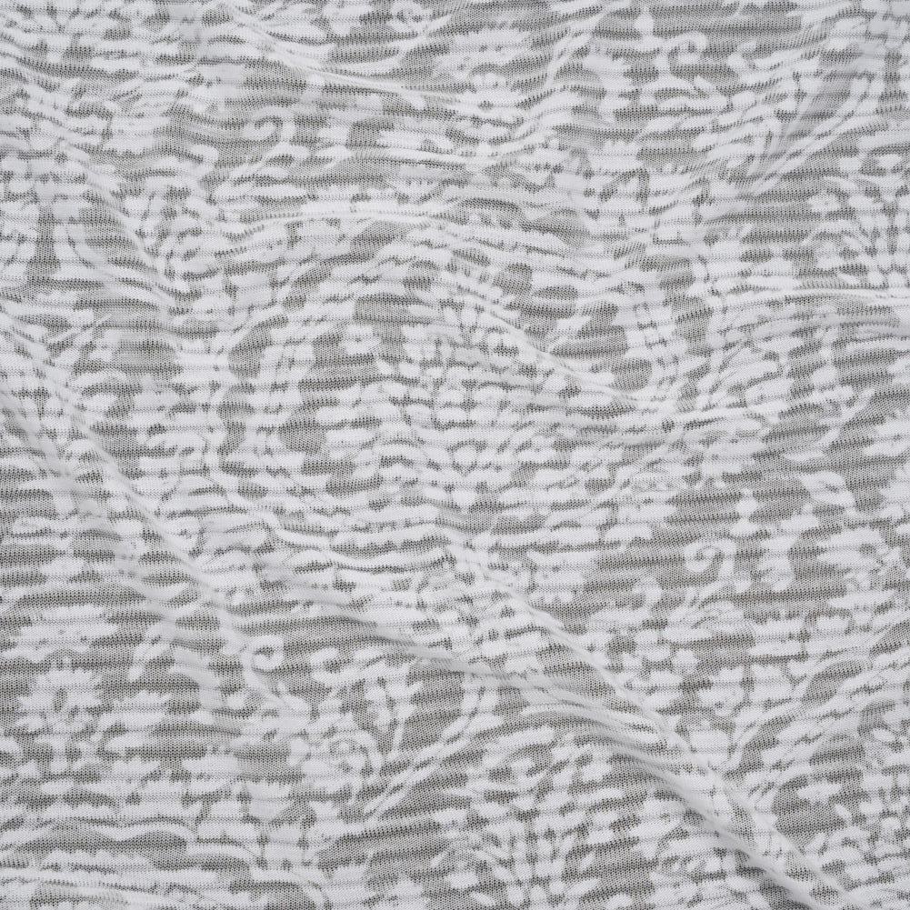 Polyester Burnout Jersey - White Floral Medallions and Stripes - Deadstock - Joann Fabrics
