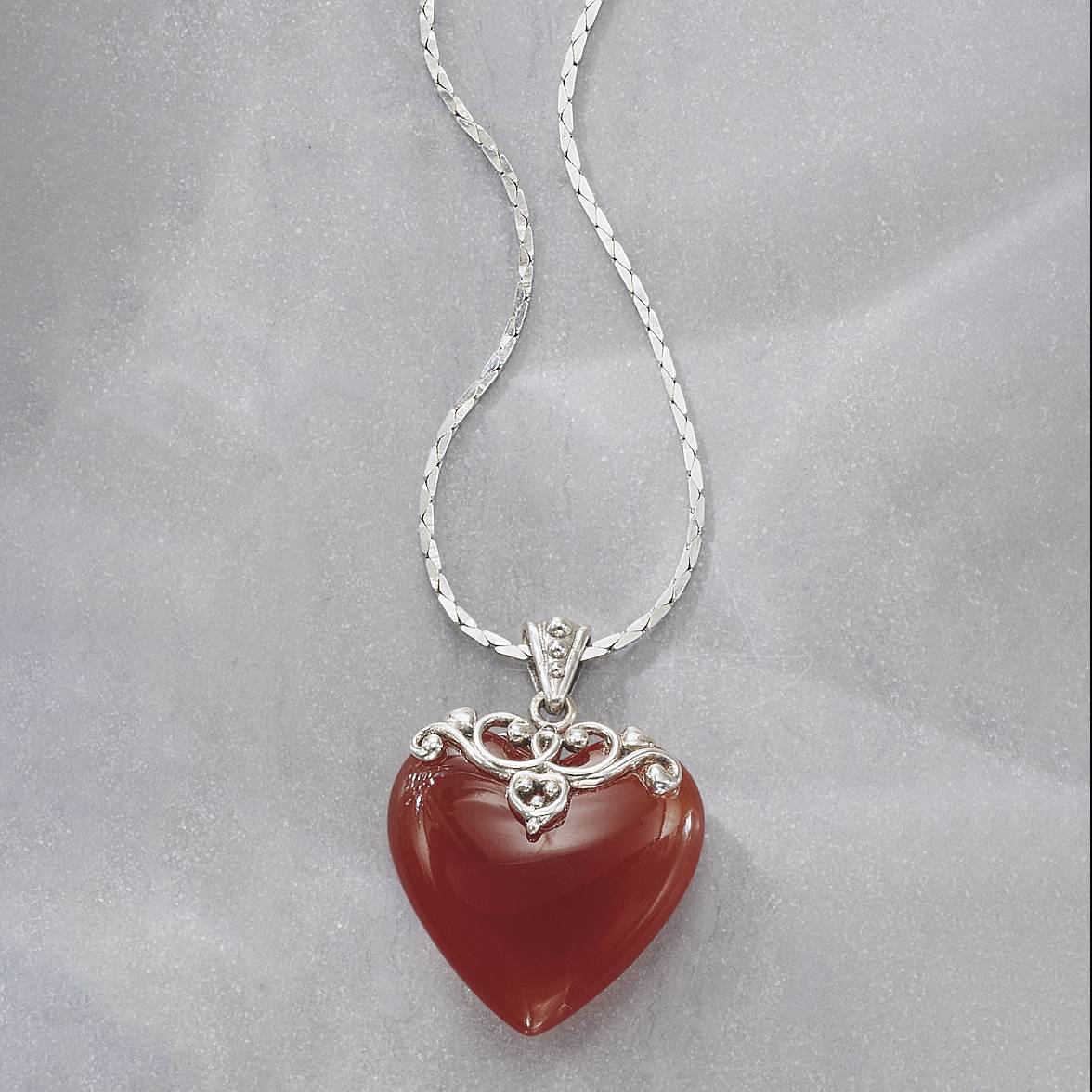 Red Agate & Sterling Heart Pendant - Northstyle Catalog