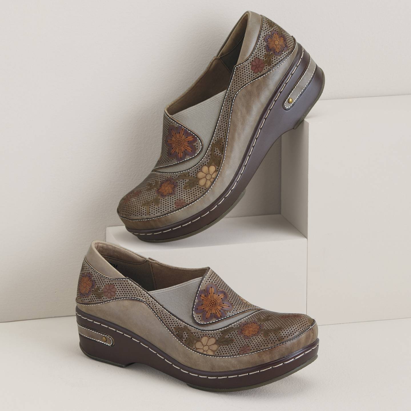 Handpainted Floral Shoe from L'Artiste by Spring Step®, Elastic Inlay - Northstyle Catalog