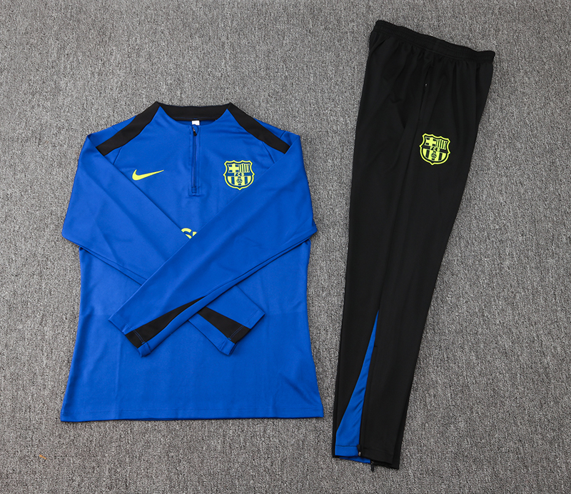 2024/2025 Barcelona Half-Pull Training Suit blue black Jersey Set