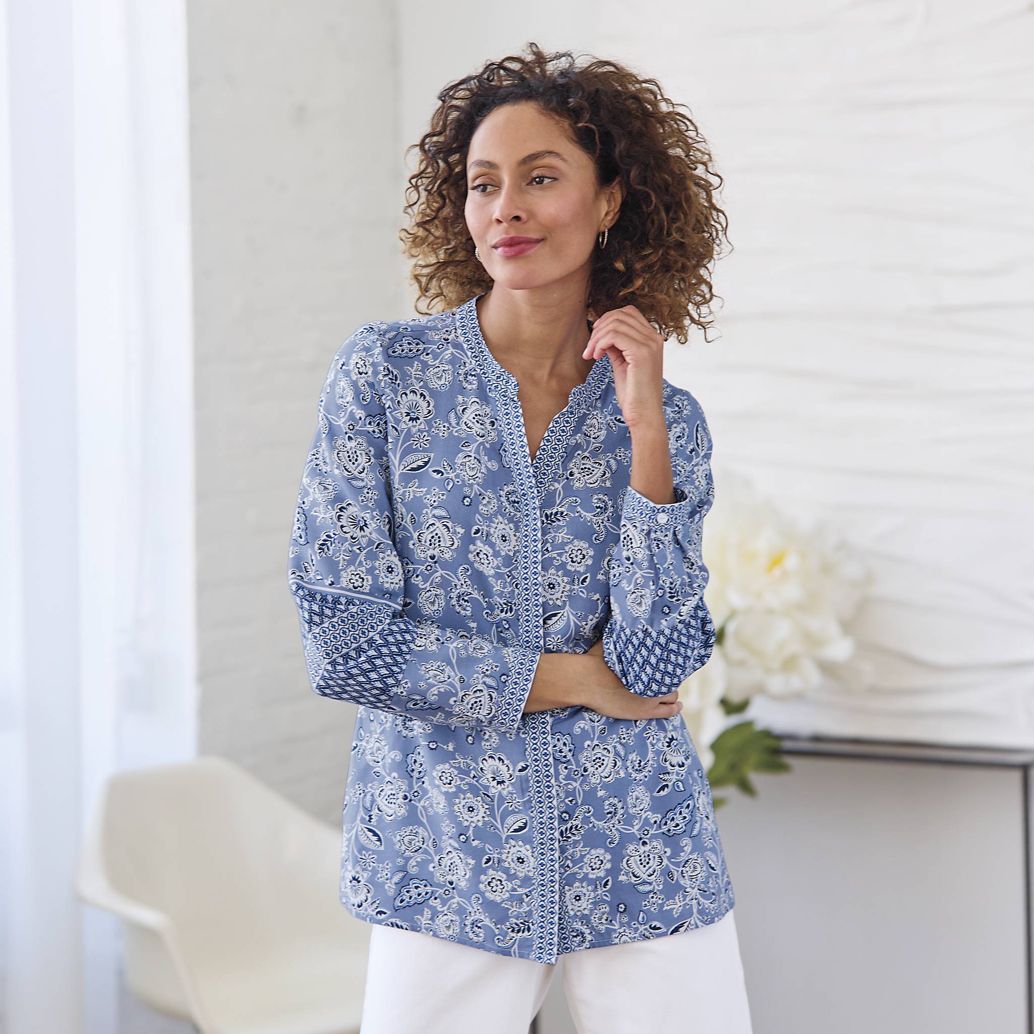 Mixed Print Floral Shirt - Northstyle Catalog