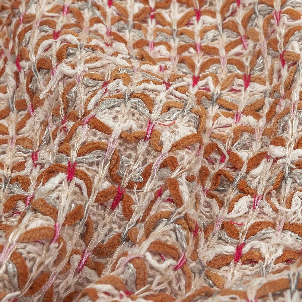 Italian Ivory, Camel and Pink Tactile Cotton and Polyester Sweater Knit - Joann Fabrics