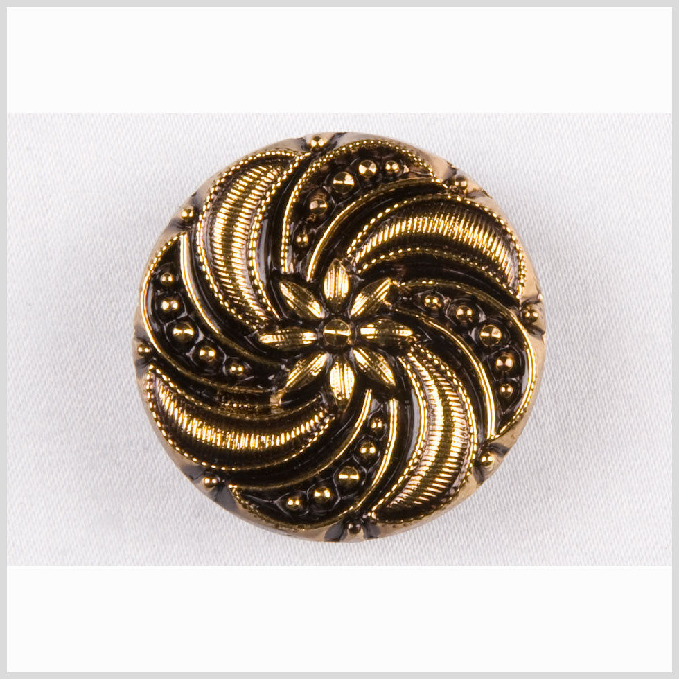 Black and Gold Floral and Swirl Glass Button - 36L/23mm - Joann Fabrics