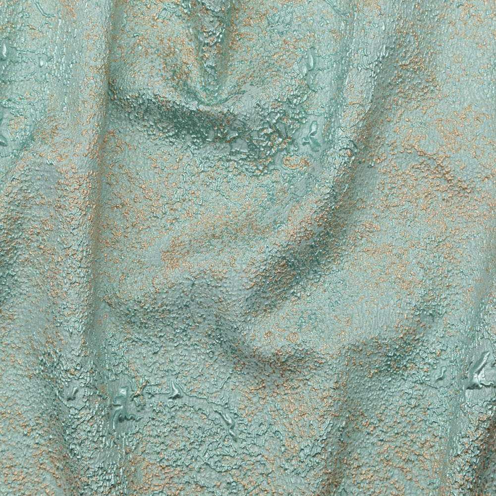Aqua and Gold Abstract Luxury Metallic Brocade - Joann Fabrics