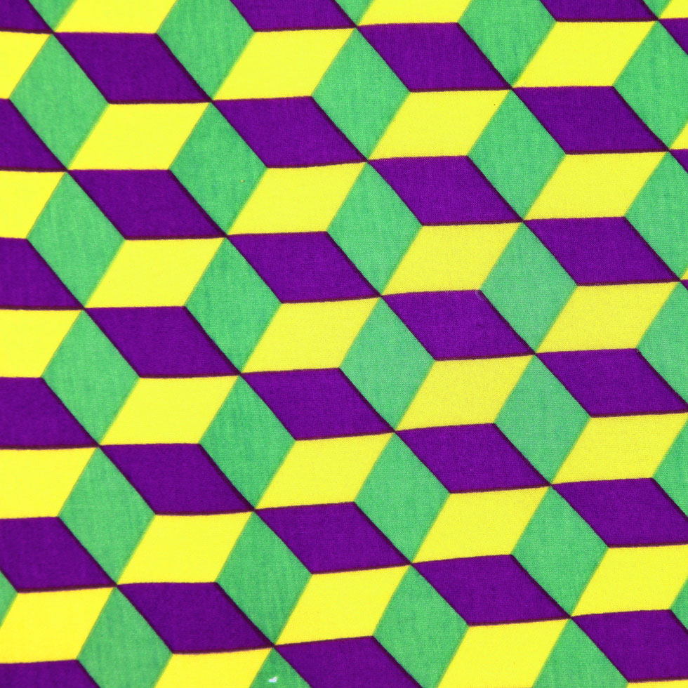 Yellow, Lime and Majesty Purple Geometric Rayon Jersey - Joann Fabrics