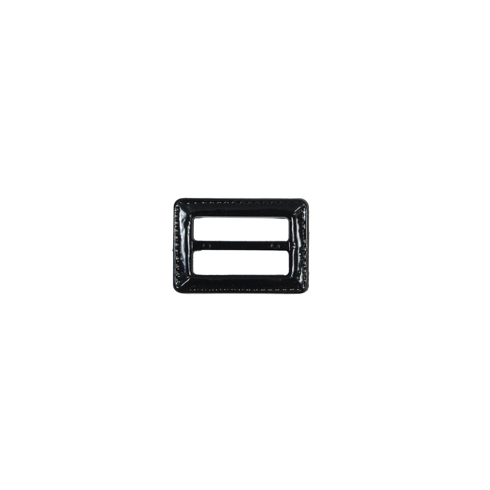 Black Laquered Leather Buckle - 0.75
