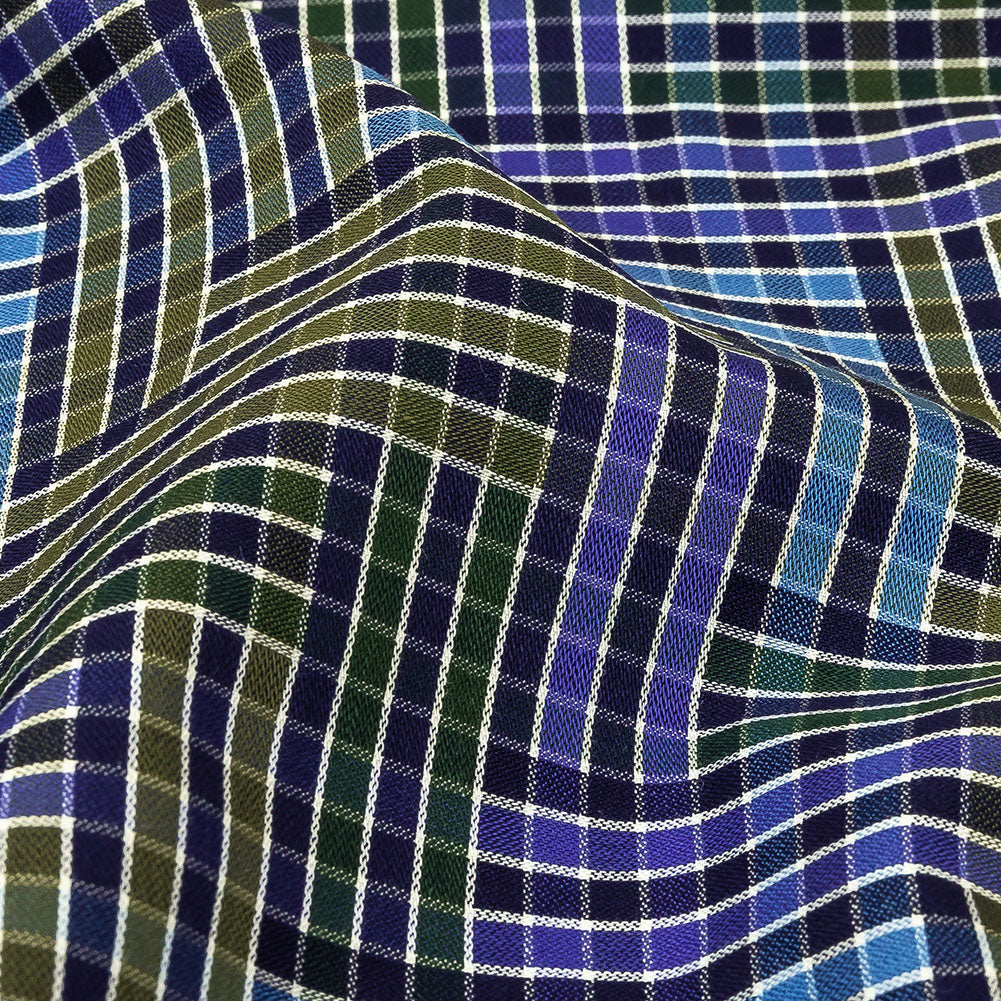 Astral Aura and Chive Log Cabin Plaid Cotton Shirting - Joann Fabrics