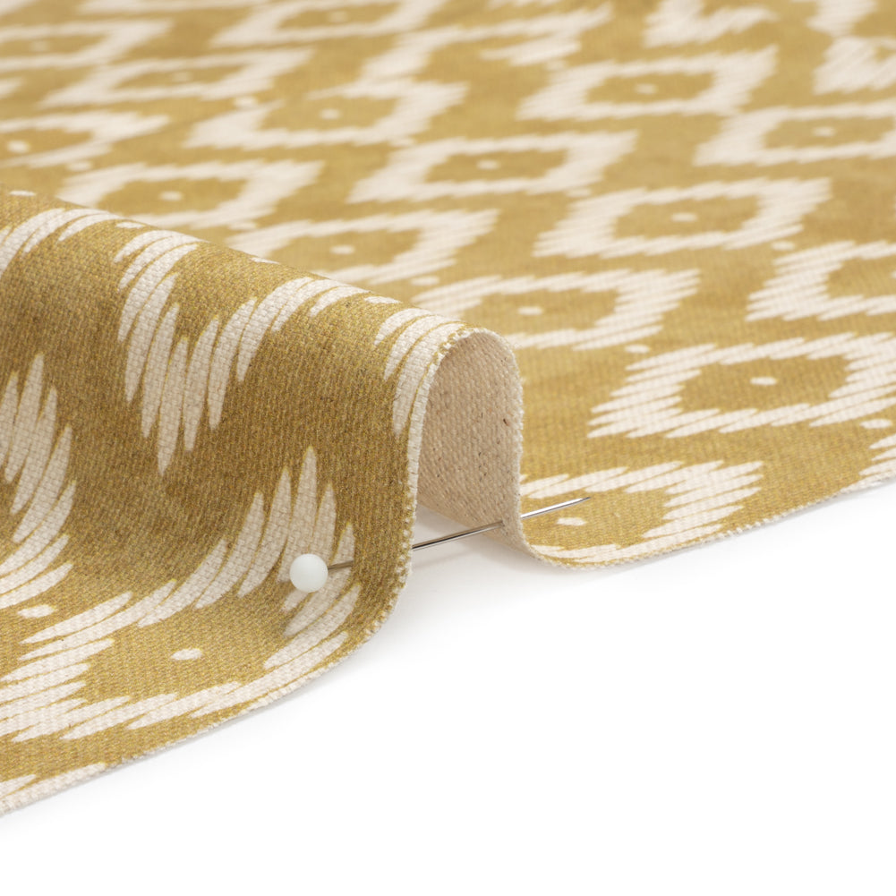 Cotton and Linen Canvas Print - Gold Diamonds and Dots - British Imported - Joann Fabrics