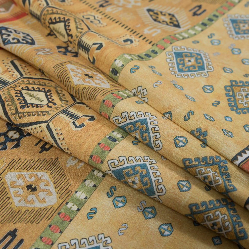 Stretch Cotton Sateen - Yellow Geometric Stripes - Vishnu's Freedom Print - Mood Exclusive Surya Collection - Joann Fabrics