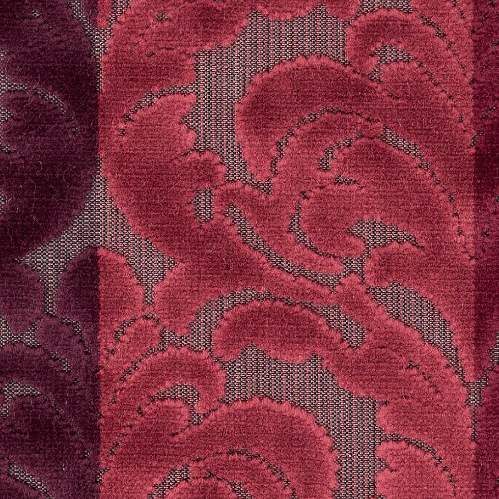 Deep Reds and Taupe Striped/Floral Cut Velvet - Joann Fabrics