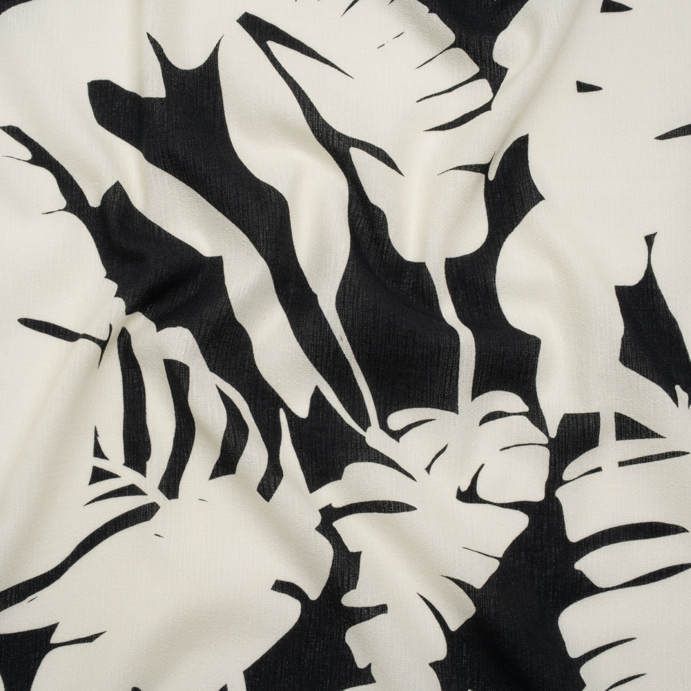 Slubbed Gauzy Cotton Woven - Black and White Big Floral Silhouettes - Mood Exclusive Botanic Eclipse Print - Joann Fabrics