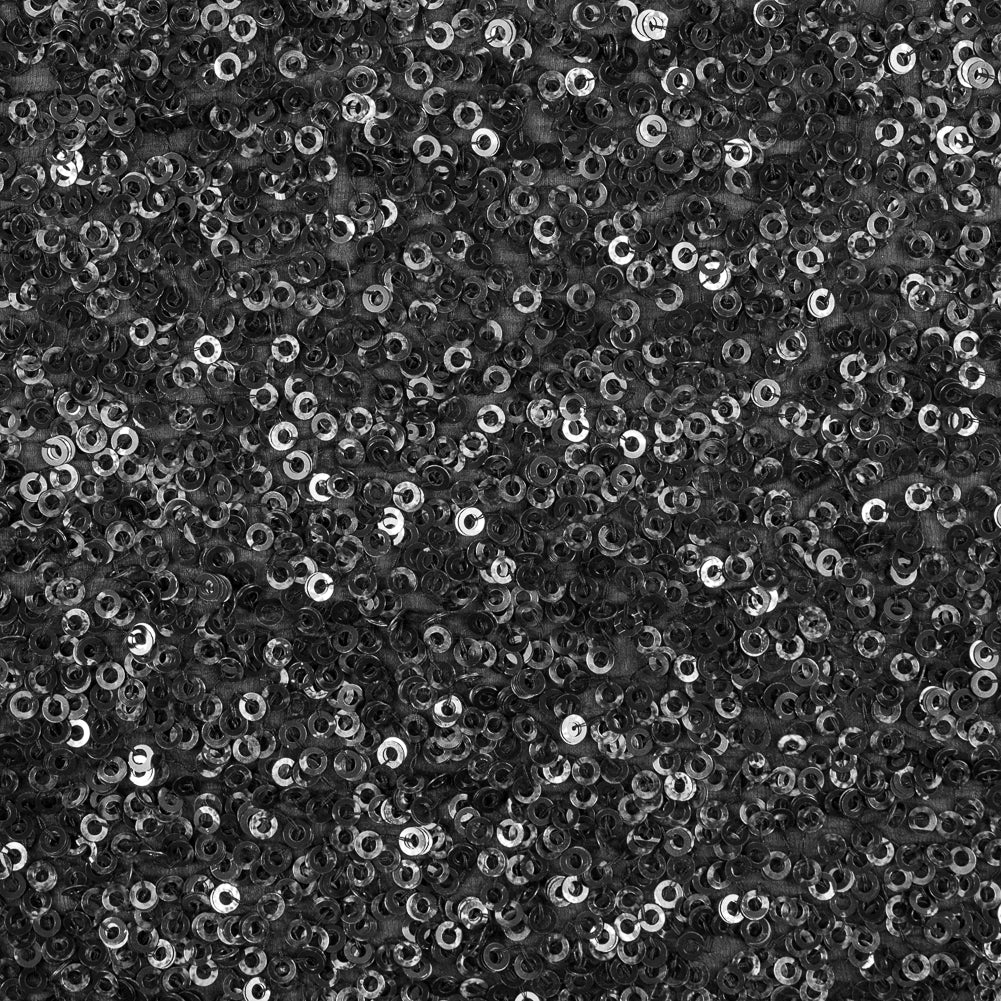 Phillip Lim Black Dyed All Over Circle Sequins on a Silk Georgette - Joann Fabrics