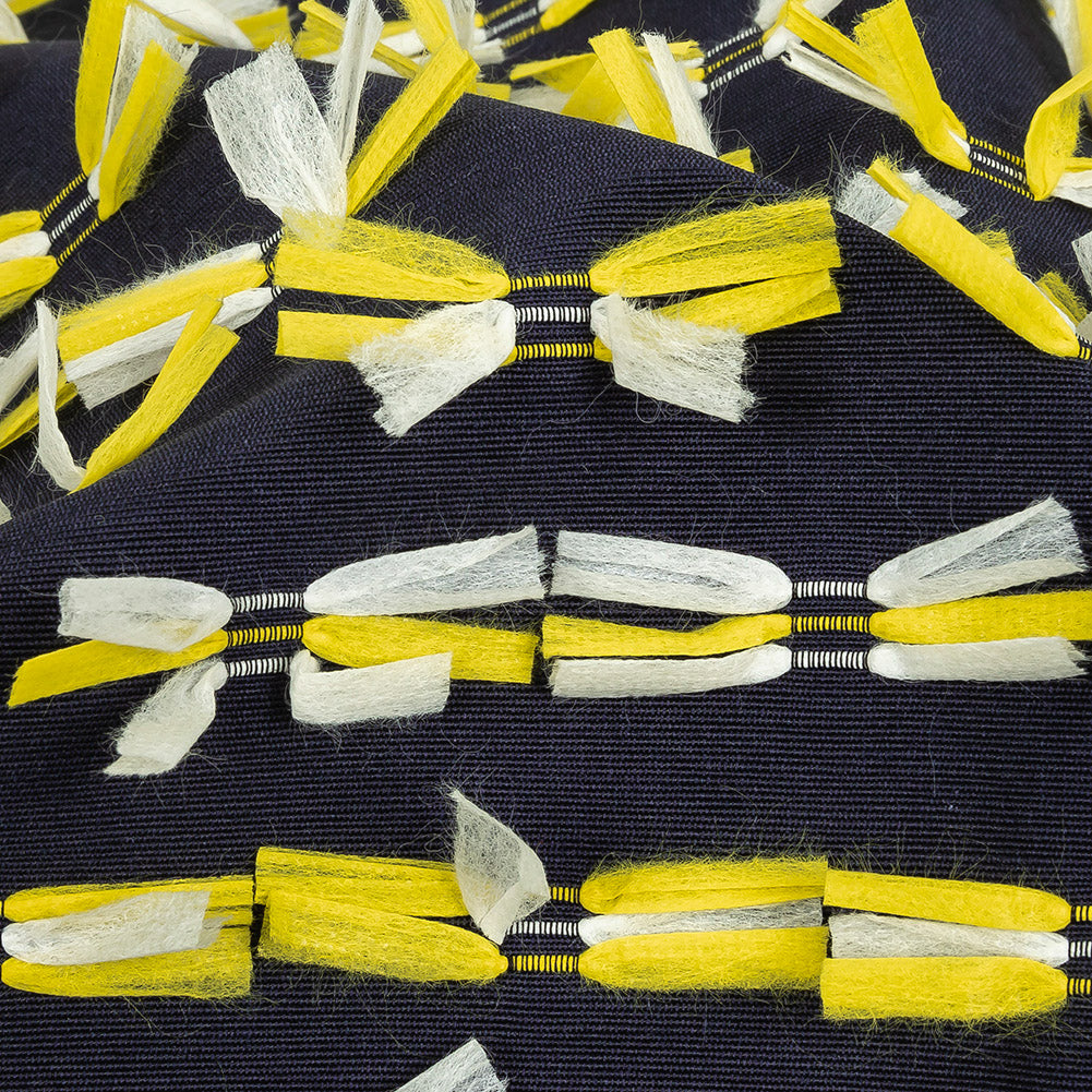 Night Sky Faille with Canary Yellow and White Fringed Details - Joann Fabrics