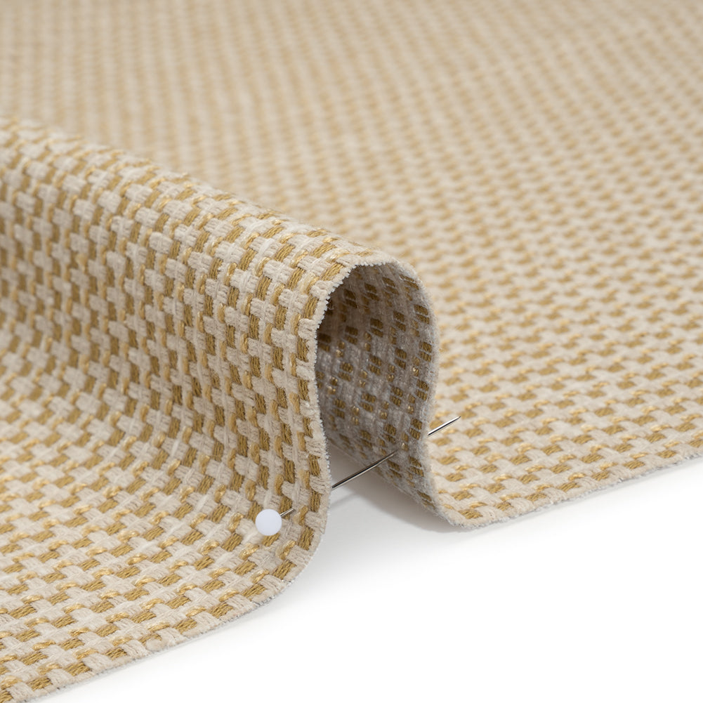 Recycled Polyester and Cotton Basketweave Dobby - Maize Little Squares - British Imported - Joann Fabrics