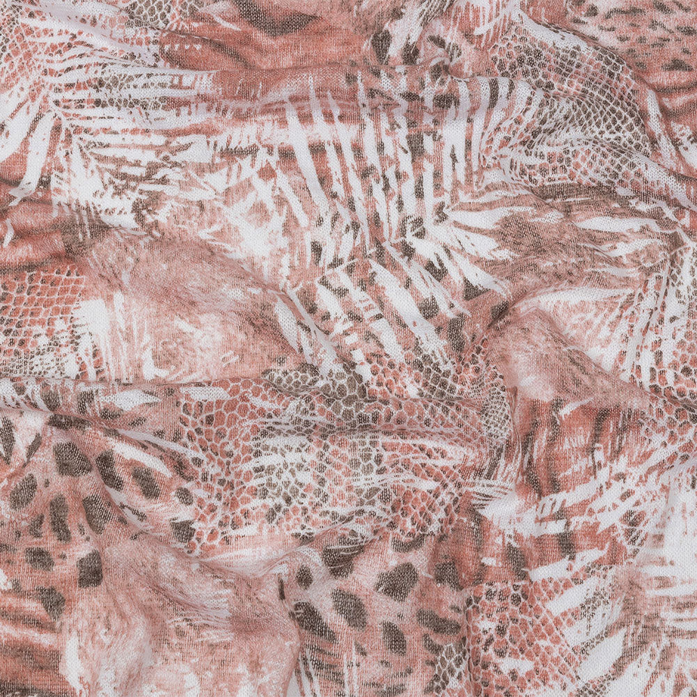 Rose, White and Brown Animal Motley Polyester and Rayon Open Sweater Knit - Joann Fabrics