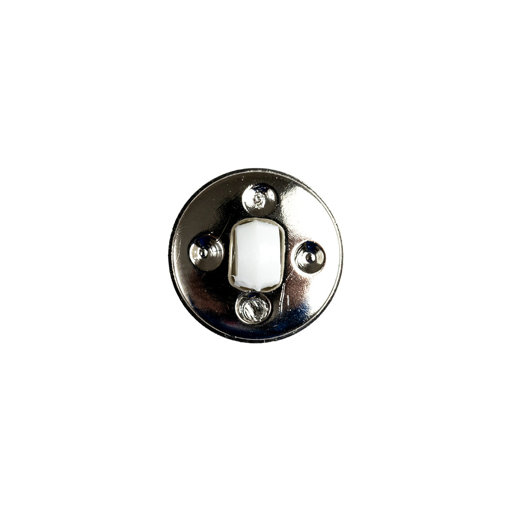 White and Silver 2-Piece Cone-Shaped Shank Back Button - 20L/12.5mm - Joann Fabrics