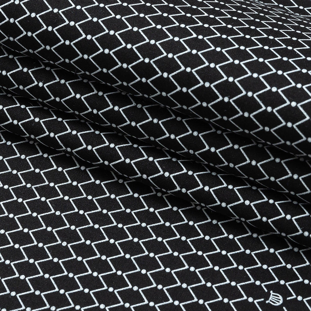 Italian Black and White Geometric Silk and Cotton Voile - Joann Fabrics