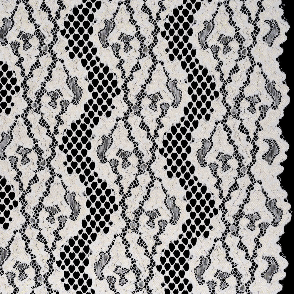 Raschel Lace with Organic Finished Edges - Ivory Abstract Wavy Stripes - Joann Fabrics