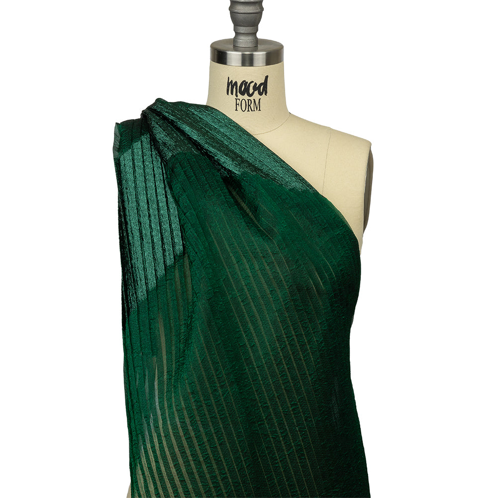Metallic Abundant Green Waves Pleated Luxury Burnout Brocade - Joann Fabrics