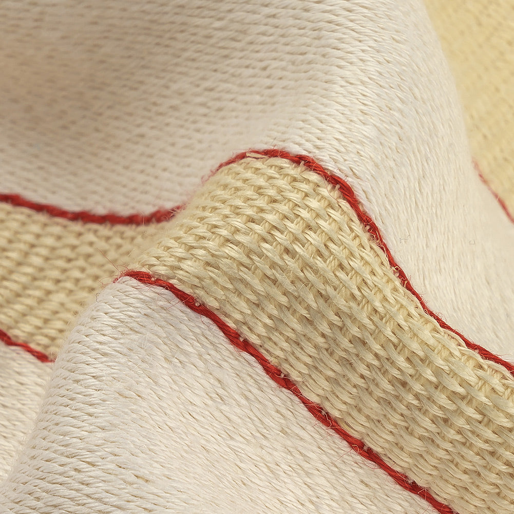 Theory Eggnog, Red and White Striped Linen and Cotton Poncho Panel with Fringe Border - Joann Fabrics