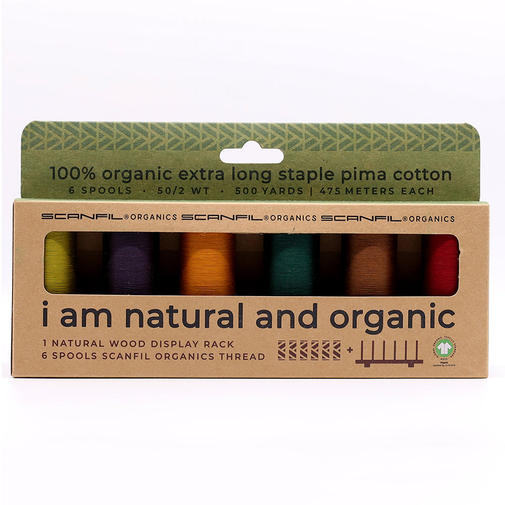 SCANFIL® 50wt Organic Pima Cotton Thread Set - 6ct 500yd Spools & Wood Rack - Harvest Time - Joann Fabrics