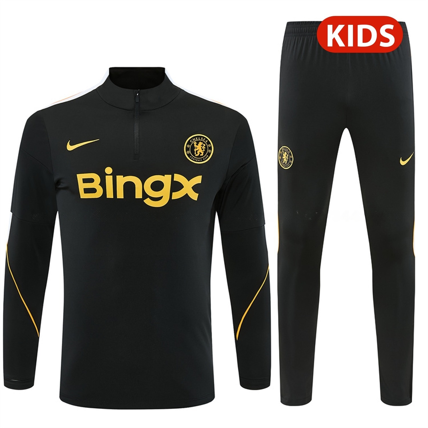 C.H.E.L.S.E.A 26-27 Kids Long Sleeve Training Set - Black Top & Black Pants - UnitedFutballJersey