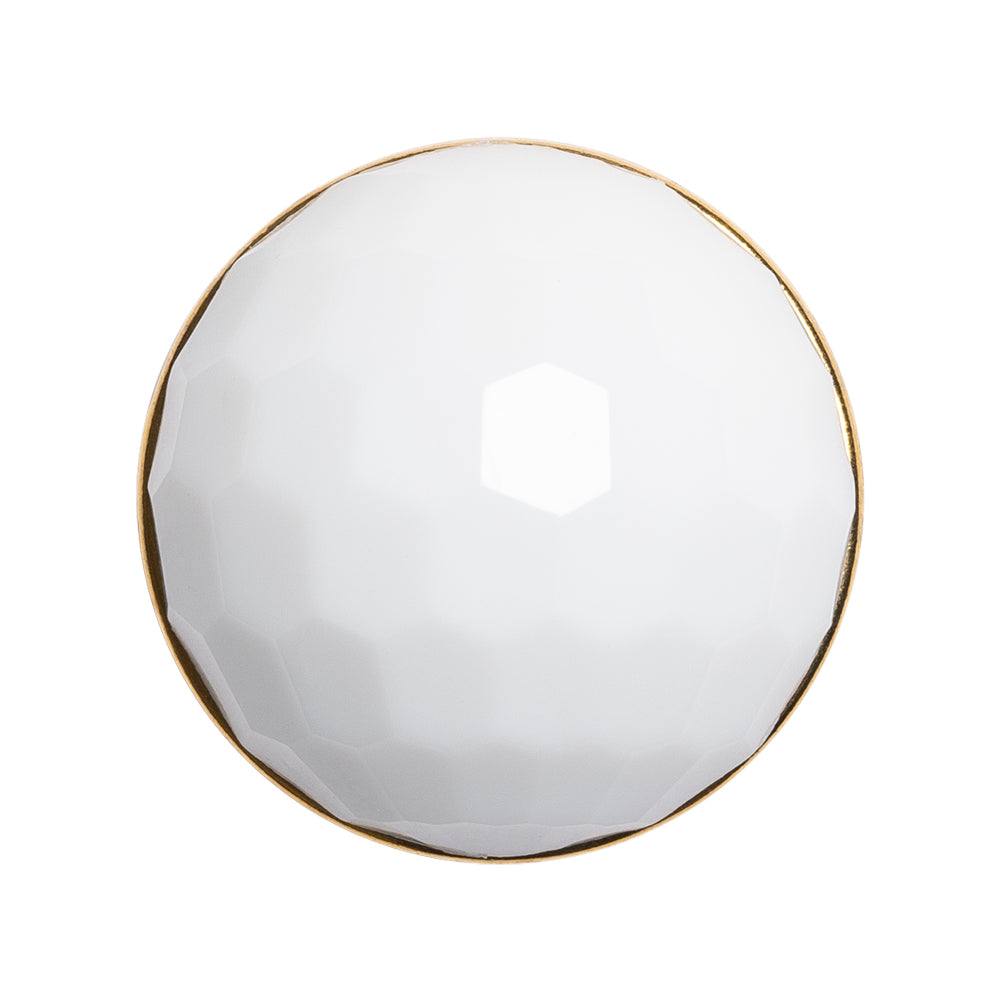 Domed Plastic Shank Back Button - White and Metallic Gold Faceted - 44L/28mm - Joann Fabrics