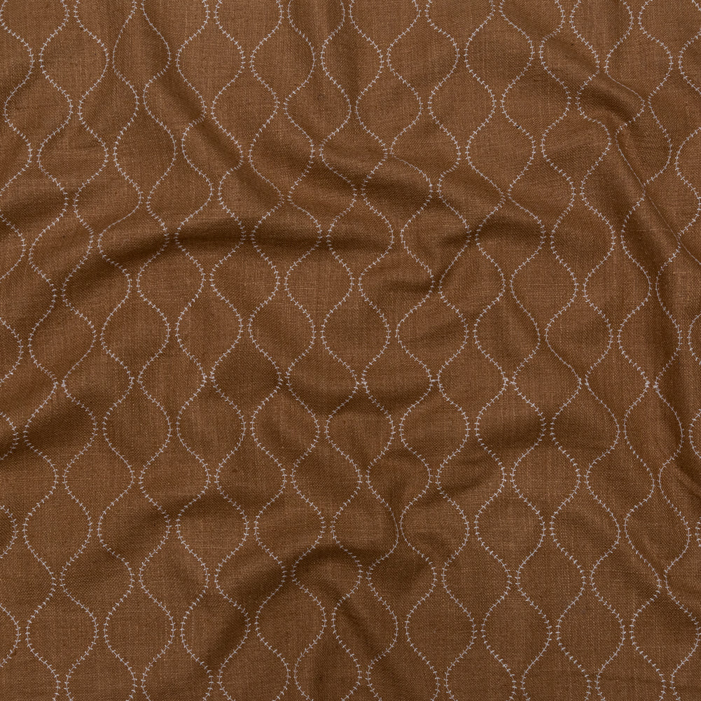 Cashew and Brilliant White Ogee Stitched Raw Silk Matka - Joann Fabrics