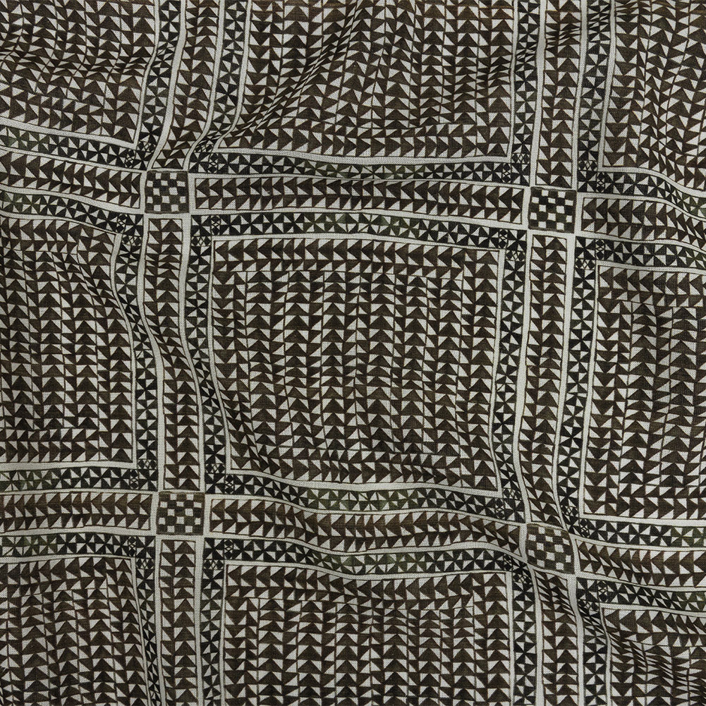 Lightweight Viscose-Linen Woven Print - Black and White Triangle Paths - Mood Exclusive Small Inverted Opposites - Joann Fabrics