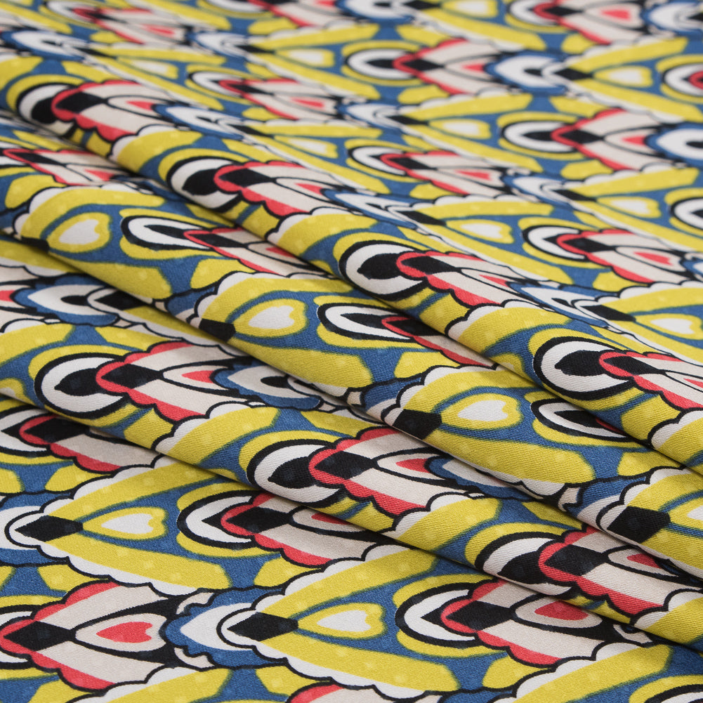 Yellow. Blue and Red Printed Stretch Cotton Sateen - Joann Fabrics