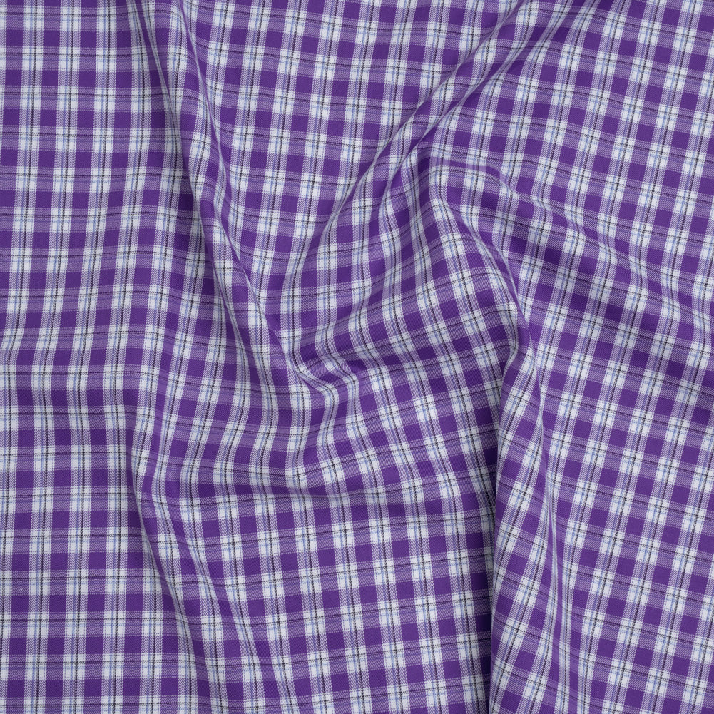 Cotton Twill Shirting - Purple and White Plaid - Deadstock - Joann Fabrics