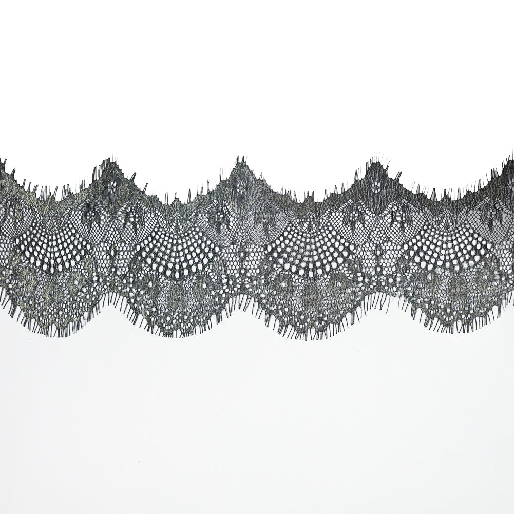 Italian Metallic Black and Gold Scalloped Lace Trim - 4