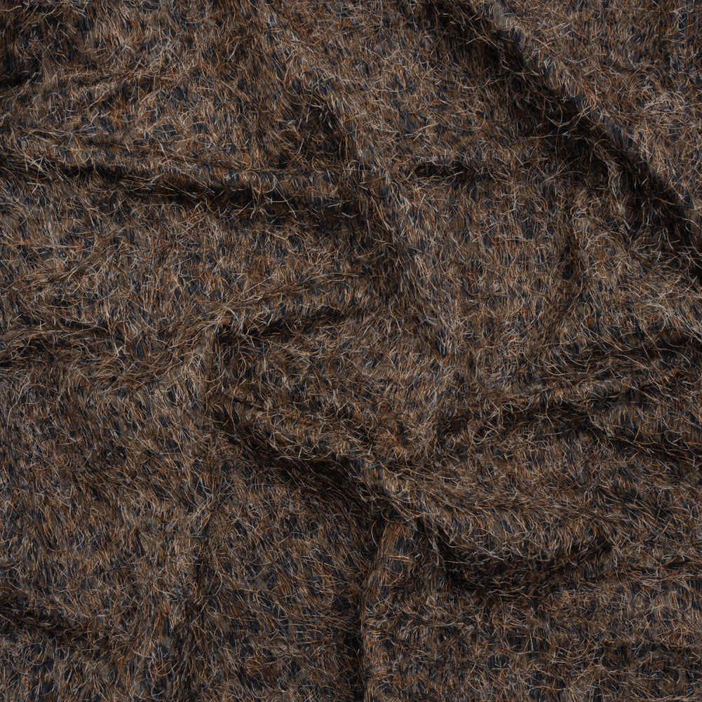 Polyester and Cotton Woven with Eyelash Fringe - Black and Brown Leopard Spots - Deadstock - Joann Fabrics