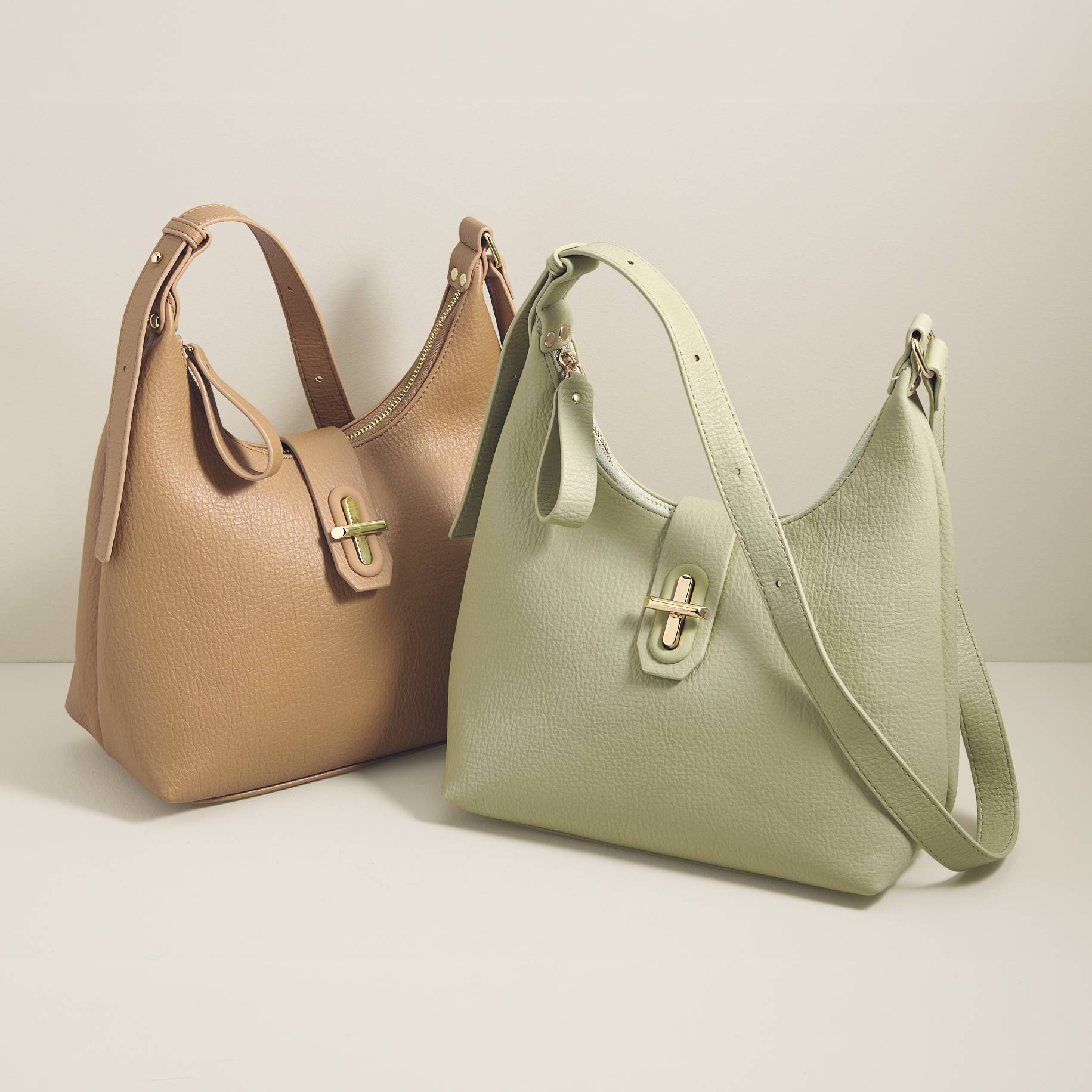 Twist-Lock Shoulder Bag, Soft Vegan Leather, Zip Top - Northstyle Catalog